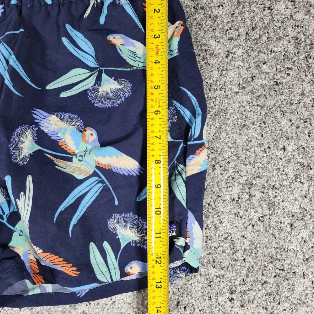 Patagonia Baggies Lights Mens Small Navy Parrot Print Recycled Nylon Excellent